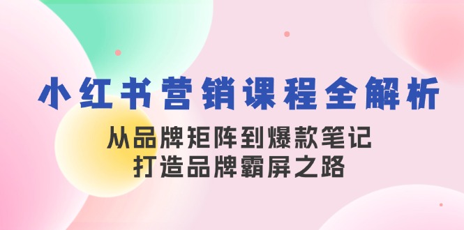 （13017期）小红书营销课程全解析，从品牌矩阵到爆款笔记，打造品牌霸屏之路-中创项目网