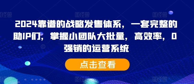 2024靠谱的战略发售体系，一套完整的助IP们，掌握小团队大批量，高效率，0 强销的运营系统-中创项目网