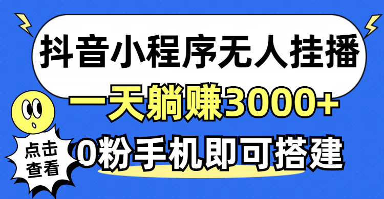 （12988期）抖音小程序无人直播，一天躺赚3000+，0粉手机可搭建，不违规不限流，小…-中创项目网