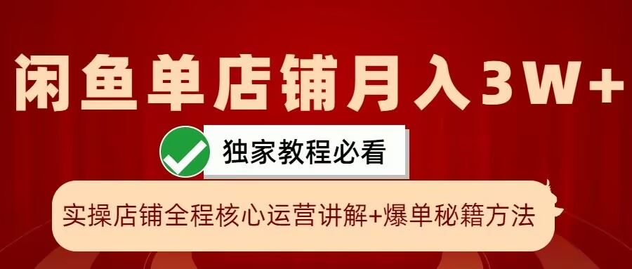 闲鱼单店铺月入3W+实操展示，爆单核心秘籍，一学就会【揭秘】-中创项目网