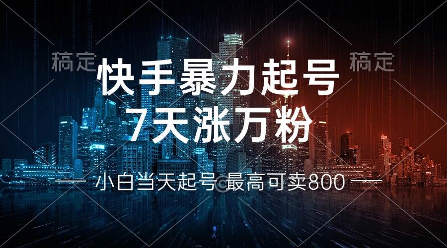 （13142期）快手暴力起号，7天涨万粉，小白当天起号 多种变现方式，账号回收，单月…-中创项目网