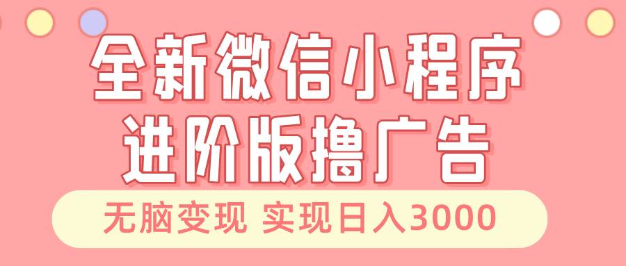 全新微信小程序进阶版撸广告 无脑变现睡后也有收入 日入3000＋-中创项目网