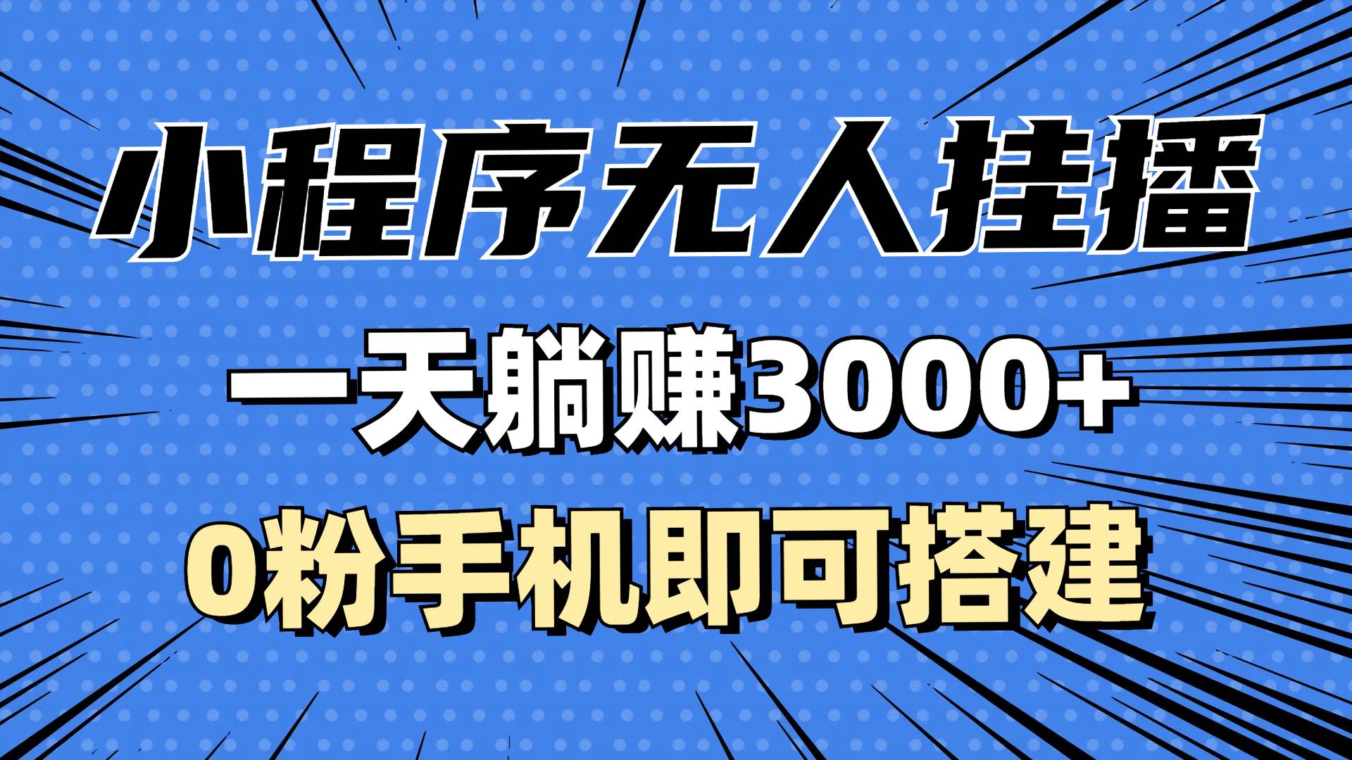 （13209期）抖音小程序无人挂播，一天躺赚3000+，0粉手机可搭建，不违规不限流，小…-中创项目网