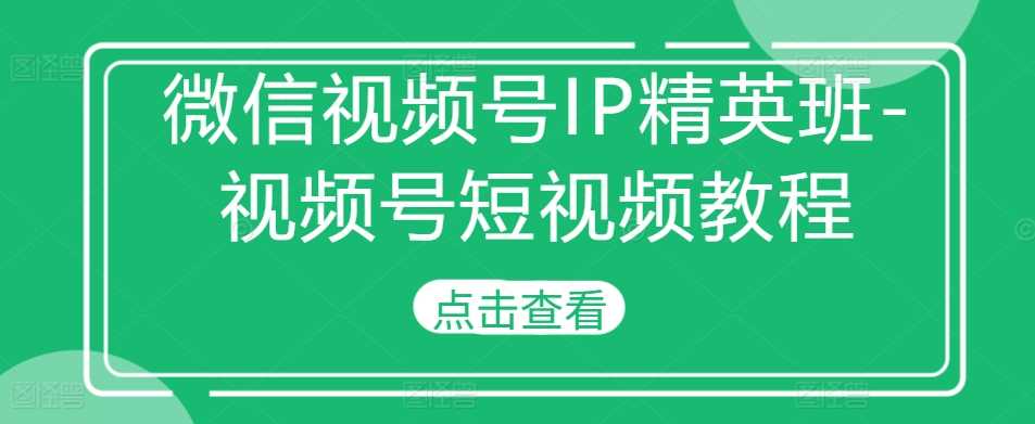 微信视频号IP精英班-视频号短视频教程-中创项目网