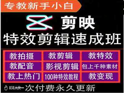 剪映特效教程和运营变现教程，特效剪辑速成班，专教新手小白-中创项目网