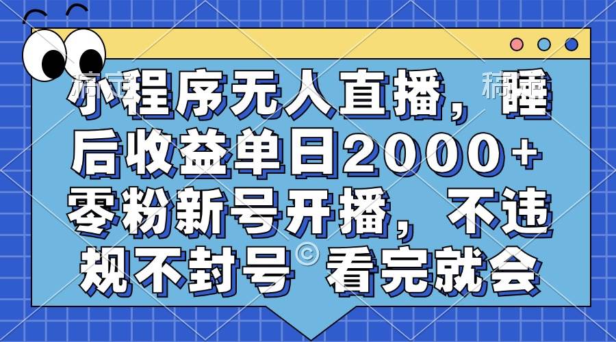 （13251期）小程序无人直播，睡后收益单日2000+ 零粉新号开播，不违规不封号 看完就会-中创项目网