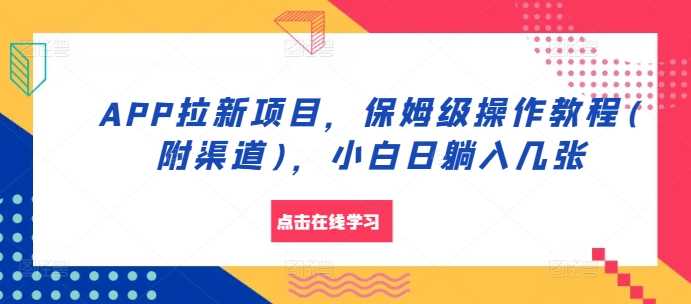 APP拉新项目，保姆级操作教程(附渠道)，小白日躺入几张【揭秘】-中创项目网