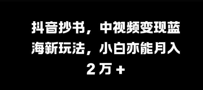 抖音抄书，中视频变现蓝海新玩法，小白亦能月入 过W【揭秘】-中创项目网
