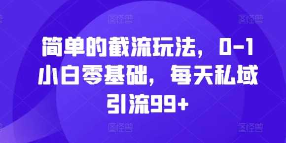 简单的截流玩法，0-1小白零基础，每天私域引流99+【揭秘】-中创项目网
