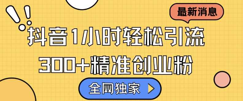 全网独家抖音引流，轻松日引300+精准创业粉【揭秘】-中创项目网