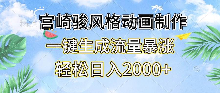 （13386期）宫崎骏风格动画制作，一键生成流量暴涨，轻松日入2000+-中创项目网