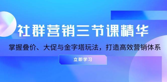 社群营销三节课精华：掌握叠价、大促与金字塔玩法，打造高效营销体系-中创项目网