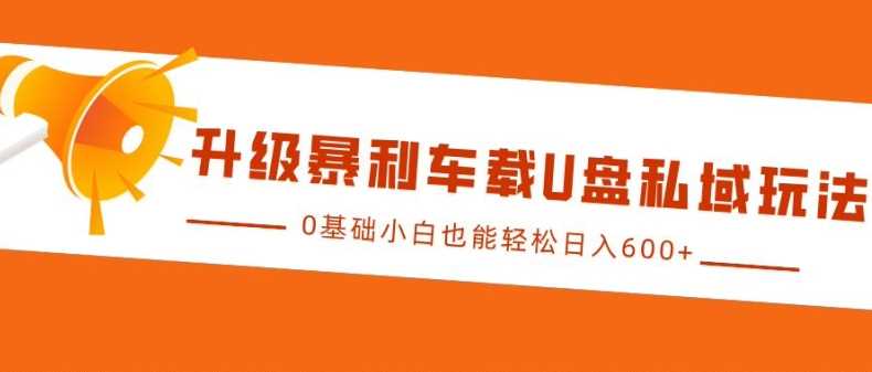 升级暴利车载U盘私域玩法，0基础小白也能轻松日入多张【揭秘】-中创项目网