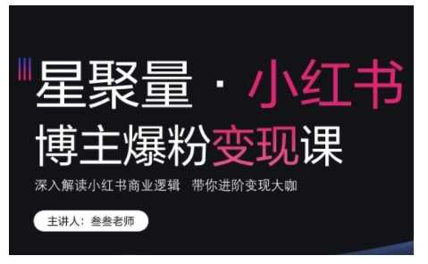 小红书博主爆粉变现课，深入解读小红书商业逻辑，带你进阶变现大咖-中创项目网