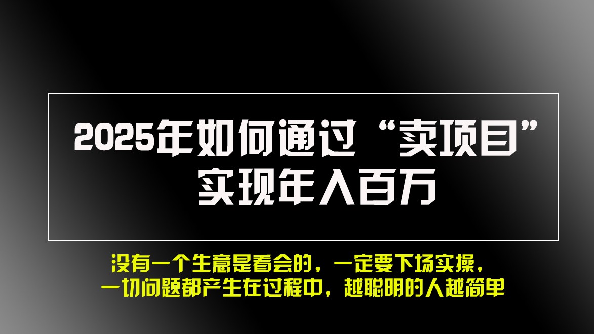 2025年如何通过“卖项目”实现年入百万-中创项目网