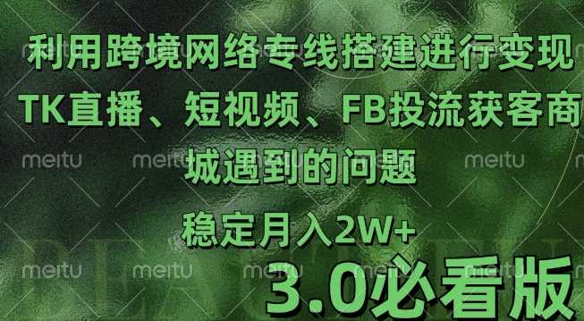 利用跨境电商网络及搭建TK直播、短视频、FB投流获客以及商城遇到的问题进行变现3.0必看版【揭秘】-中创项目网