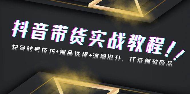 （13526期）抖音带货实战教程：起号转号技巧+爆品选择+流量提升，打造爆款商品-中创项目网