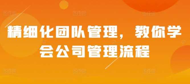 精细化团队管理，教你学会公司管理流程-中创项目网