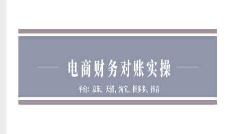 电商财务对账实操-京东天猫淘宝拼多多抖音电商财务对账-中创项目网