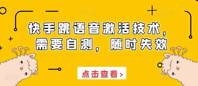 快手跳语音激活技术，需要自测，随时失效-中创项目网