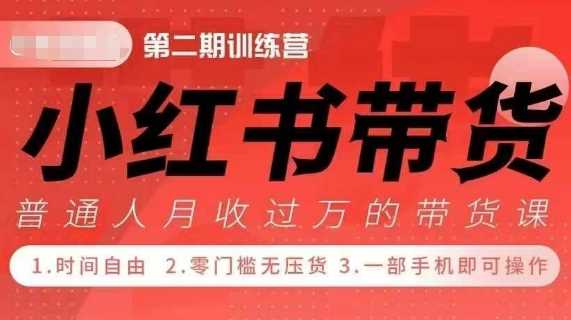 小Red书带货42天训练营 2.0版，宝妈+自由职+上班族+大学生，提高副业收入的大红利项目-中创项目网