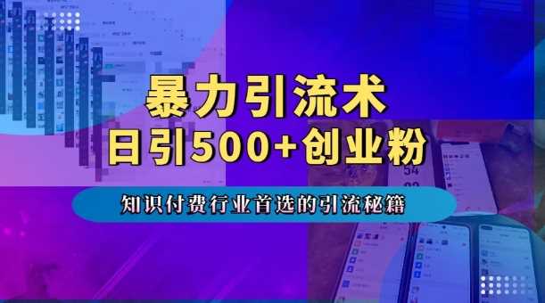暴力引流术，专业知识付费行业首选的引流秘籍，一天暴流500+创业粉，五个手机流量接不完!-中创项目网