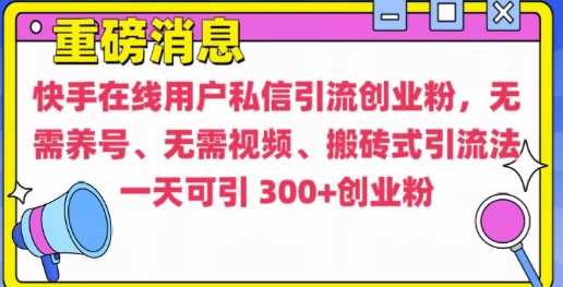 快手最新引流创业粉方法，无需养号、无需视频、搬砖式引流法【揭秘】-中创项目网