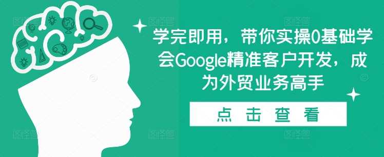 学完即用，带你实操0基础学会Google精准客户开发，成为外贸业务高手-中创项目网