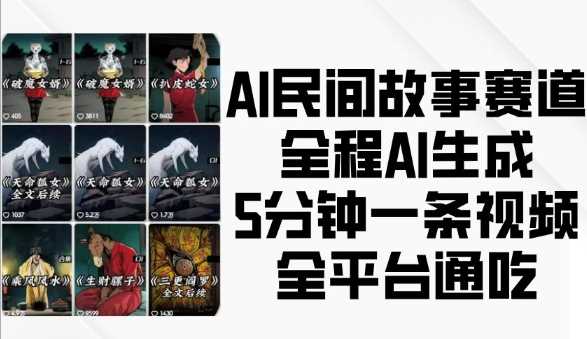 AI民间故事赛道，全程AI生成5分钟一条视频，全平台通吃-中创项目网