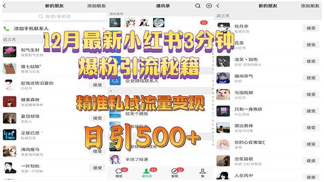 （13653期）12月最新小红书3分钟爆粉引流秘籍 精准私域流量变现 日引500+-中创项目网