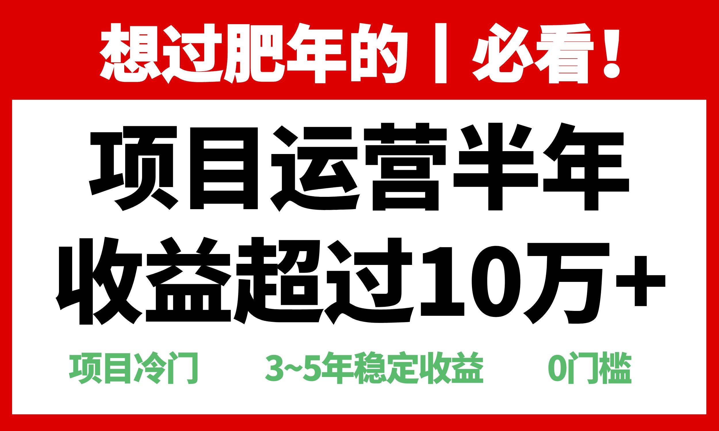 （13663期）年前过肥年的必看的超冷门项目，半年收益超过10万+，-中创项目网