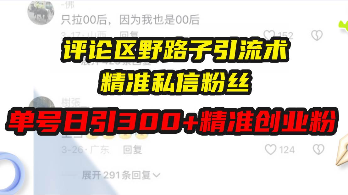 （13676期）评论区野路子引流术，精准私信粉丝，单号日引流300+精准创业粉-中创项目网