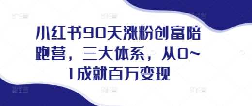 小红书90天涨粉创富陪跑营，​三大体系，从0~1成就百万变现，做小红书的最后一站-中创项目网