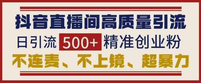 抖音直播间引流创业粉，无需连麦、不用上镜、超暴力，日引流500+高质量精准创业粉-中创项目网