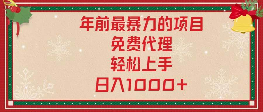 （13773期）年前最暴力的项目，免费代理，轻松上手，日入1000+-中创项目网