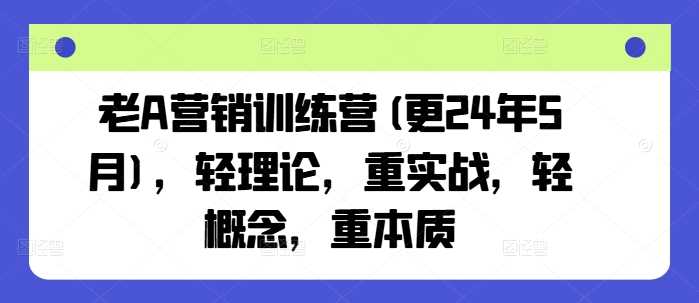 老A营销训练营(更24年12月)，轻理论，重实战，轻概念，重本质-中创项目网