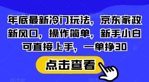 年底最新冷门玩法，京东家政新风口，操作简单，新手小白可直接上手，一单挣30【揭秘】-中创项目网