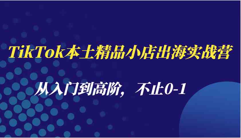 TikTok本土精品小店出海实战营，从入门到高阶，不止0-1-中创项目网