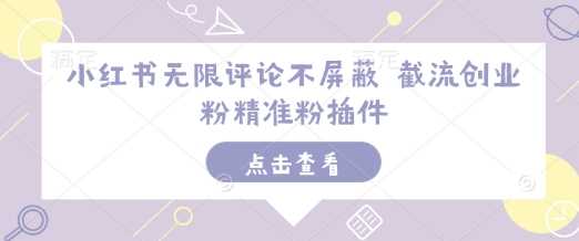 小红书无限评论不屏蔽 截流创业粉精准粉插件-中创项目网