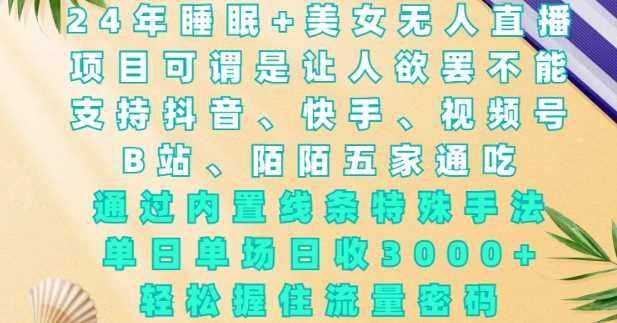 2024年睡眠+美女无人直播，通过内置线条特殊手法，单场日收3k+，轻松握住流量密码【揭秘】-中创项目网