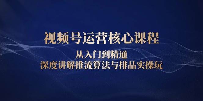 视频号运营核心课程，从入门到精通，深度讲解推流算法与排品实操玩-中创项目网