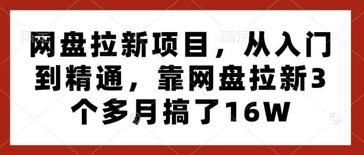 网盘拉新项目，从入门到精通，靠网盘拉新3个多月搞了16W-中创项目网