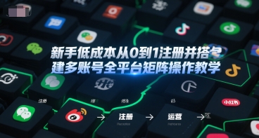 新手低成本从0到1注册并搭建多账号全平台矩阵操作教学，手机号-邮箱-IP-工具-中创项目网