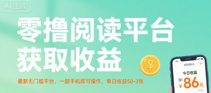零撸阅读平台获取收益，最新无门槛平台，一部手机即可操作，单日收益50-3张【揭秘】-中创项目网