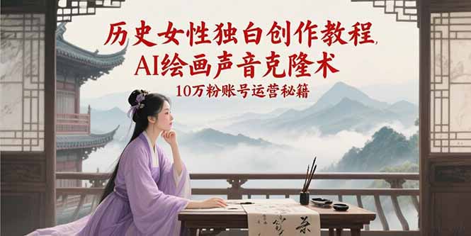 （15186期）历史女性独白创作教程，AI绘画声音克隆术，10万粉账号运营秘籍-中创项目网