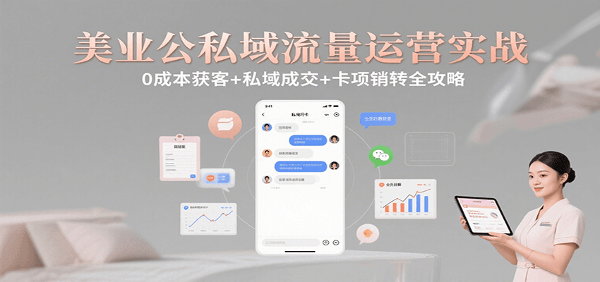 美业公私域流量运营实战：0成本获客+私域成交+卡项销转全攻略-中创项目网