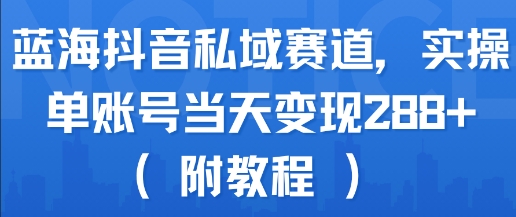 蓝海抖音私域赛道，实操单账号当天变现288+(附教程)-中创项目网
