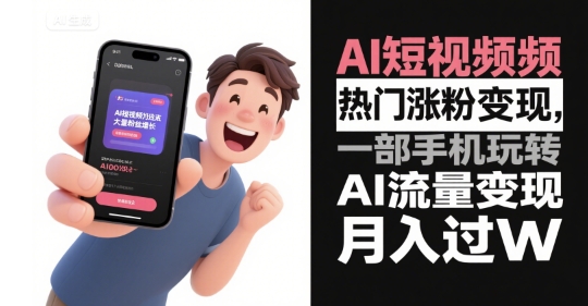 AI短视频热门涨粉变现，一部手机玩转AI流量变现，月入过W-中创项目网