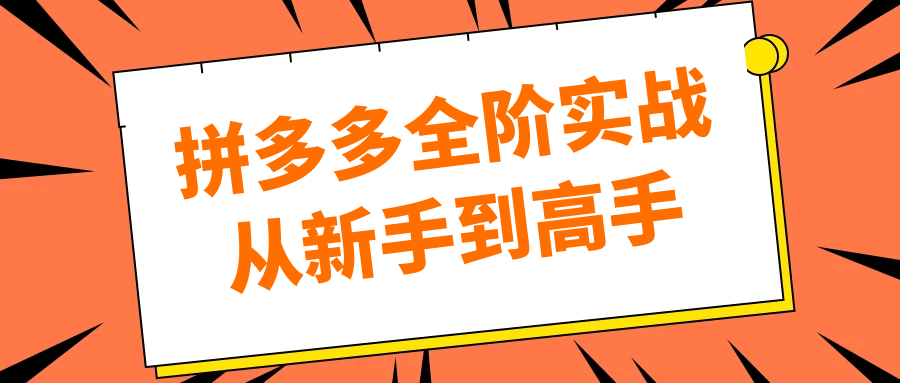 拼多多全阶实战从新手到高手-中创项目网