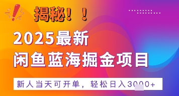 2025最新闲鱼蓝海掘金项目，新人当天可开单，轻松日入多张+的保姆级教程-中创项目网